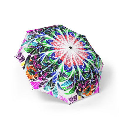 Green & Purple Mandala Neon-Flower Pattern Umbrella | Semi-Automatic