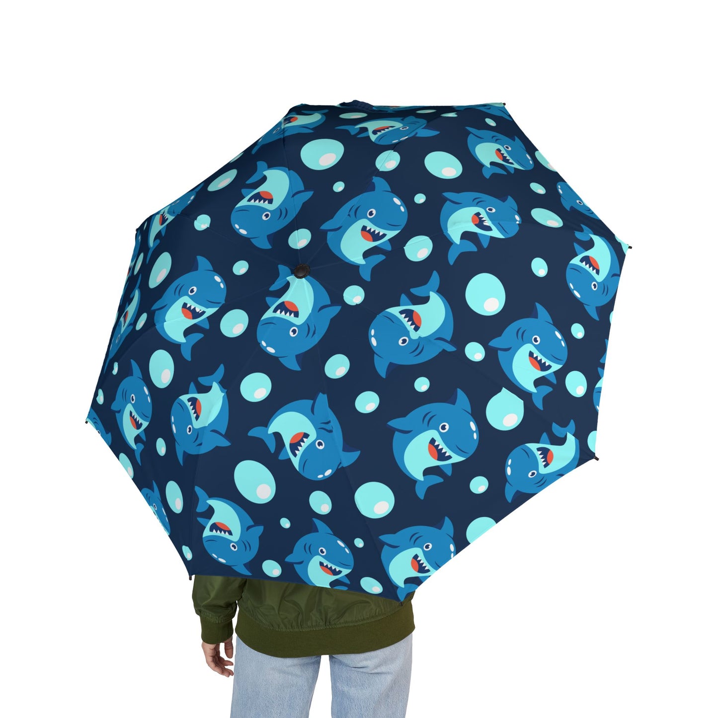 Smiley Shark Pattern Umbrella - Blue Cute | Ocean Lovers