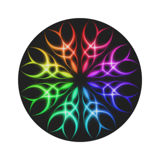 NEON RAINBOW Round Rug | Geometric Circle Accent Mat