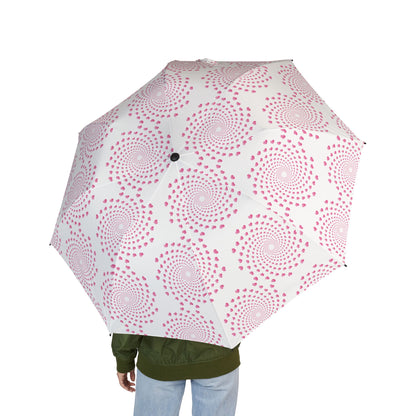 Pink Heart Swirl Umbrella - Romantic Foldable | Valentine