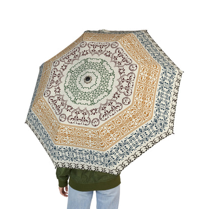 Blue Gold Mandala Umbrella - Windproof Foldable | Elegant Gift