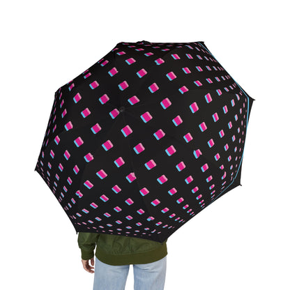 Retro Pink Blue Geometric Umbrella - Foldable | Vintage