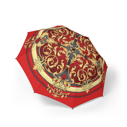 Red Gold Mandala Umbrella - Windproof Foldable | Elegant Gift