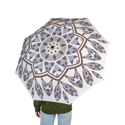Blue & Beige Mandala Pattern Umbrella | Semi-Automatic Rain