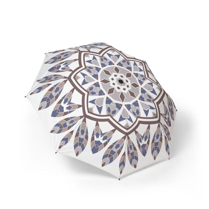 Blue & Beige Mandala Pattern Umbrella | Semi-Automatic Rain