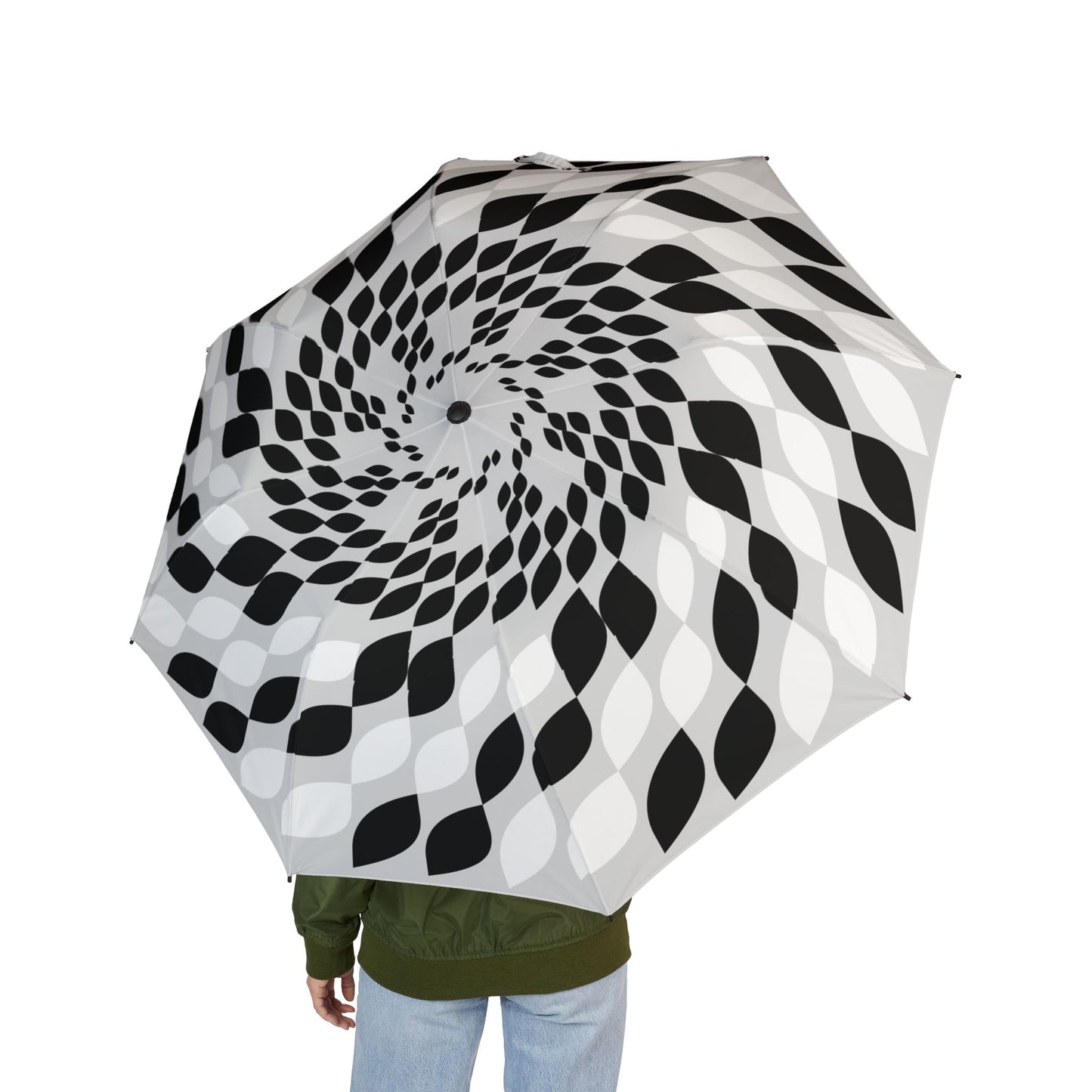 Black White Optical Spiral Umbrella - Modern | Graphic