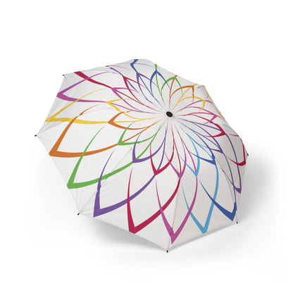 Rainbow Flower Petal Swirl Pattern Umbrella | Semi-Automatic Windproof