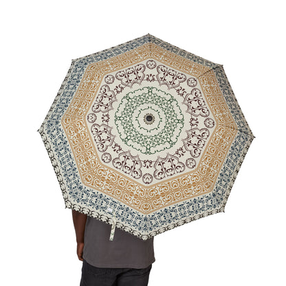 Blue Gold Mandala Umbrella - Windproof Foldable | Elegant Gift