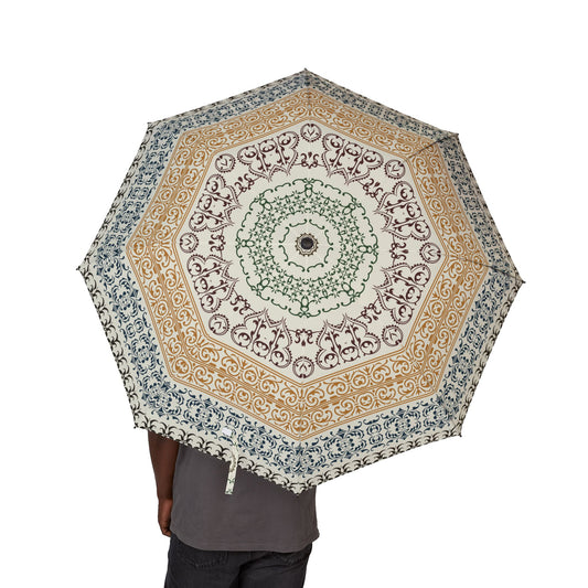 Blue Gold Mandala Umbrella - Windproof Foldable | Elegant Gift