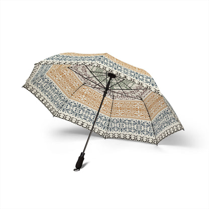 Blue Gold Mandala Umbrella - Windproof Foldable | Elegant Gift