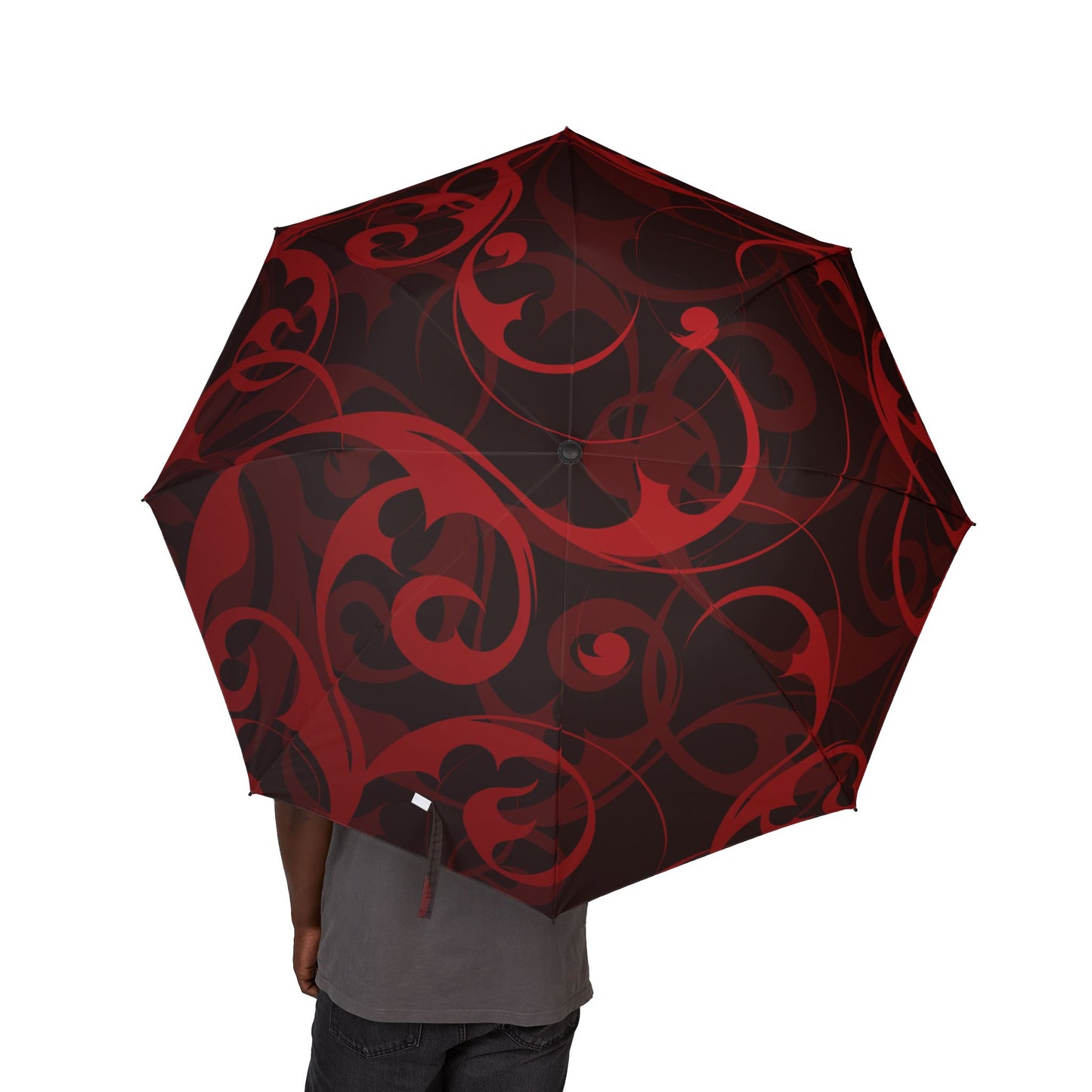 Red Black Swirl Umbrella - Windproof Pattern | Bold Design