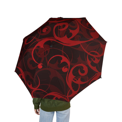 Red Black Swirl Umbrella - Windproof Pattern | Bold Design