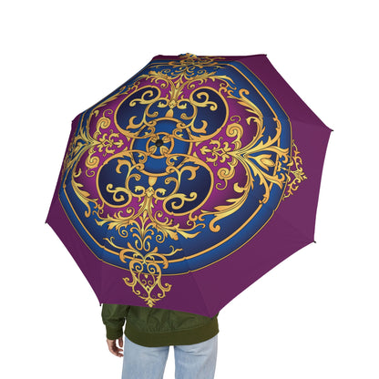 Royal Purple Mandala Umbrella - Windproof Foldable | Regal Gift