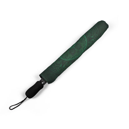 Emerald Gold Mandala Umbrella - Windproof Foldable | Elegant Gift