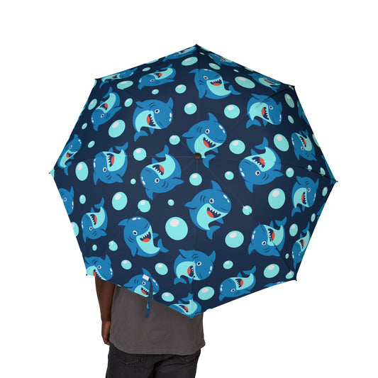 Smiley Shark Pattern Umbrella - Blue Cute | Ocean Lovers