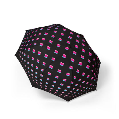 Retro Pink Blue Geometric Umbrella - Foldable | Vintage