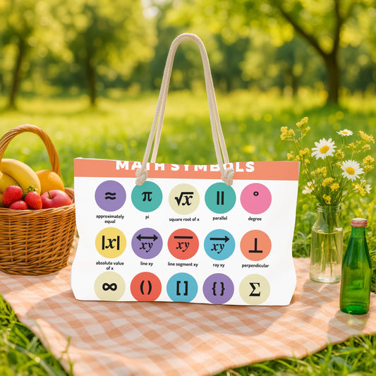 MATH SYMBOLS Weekender Tote | Large Educational Travel Bag