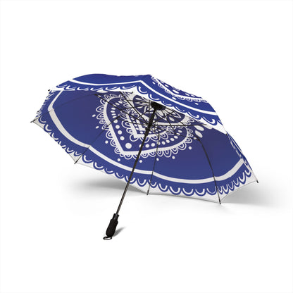 Blue Mandala Umbrella - Windproof Foldable | Travel Gift
