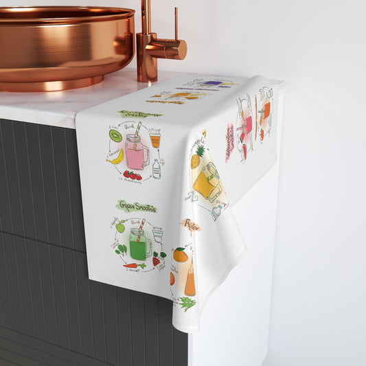 Colorful Smoothie Recipe Hand Towel - 4 Fruity Recipes are on the Towel, Kitchen Decor & Gift Ideas