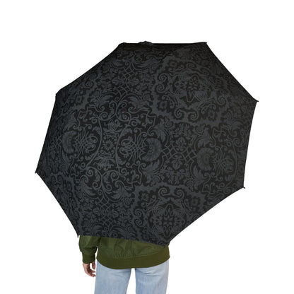 Black Lace Damask Pattern Umbrella | Semi-Automatic Rain
