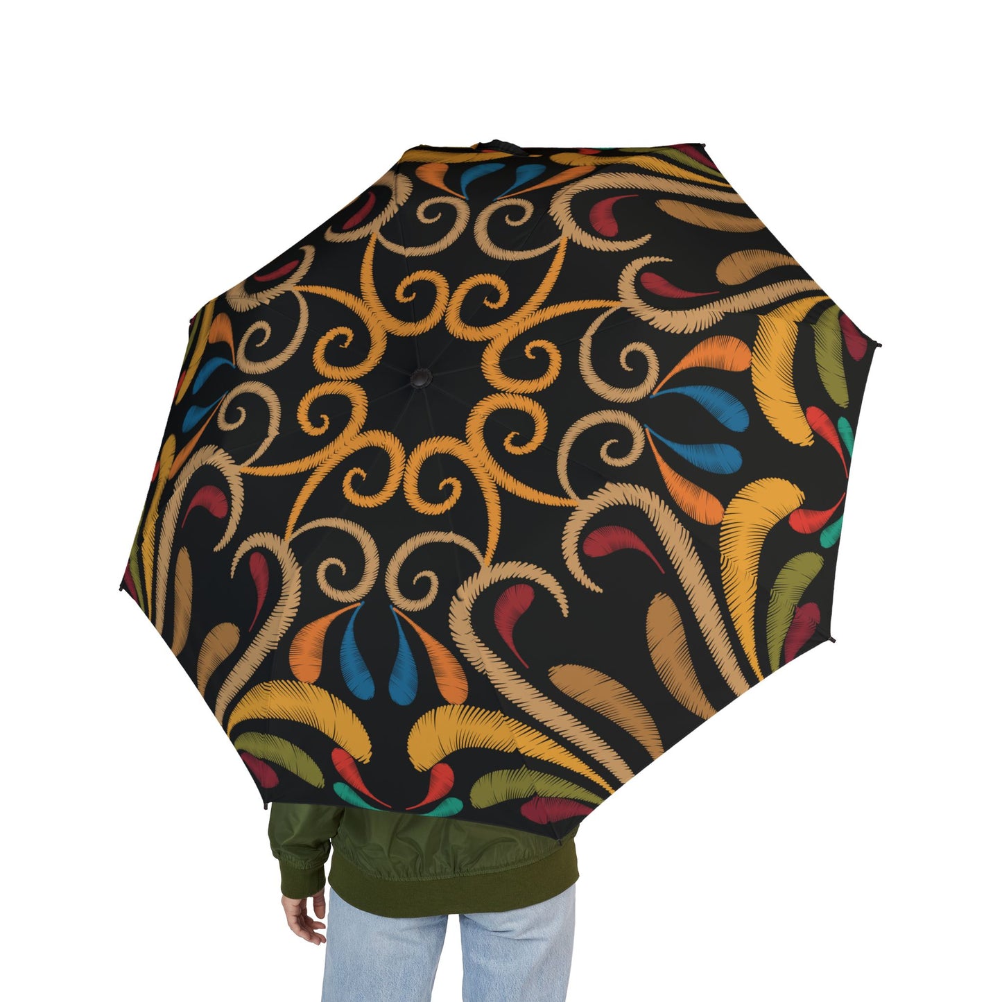 Colorful Swirl Boho Umbrella - Windproof Foldable | Artistic Gift