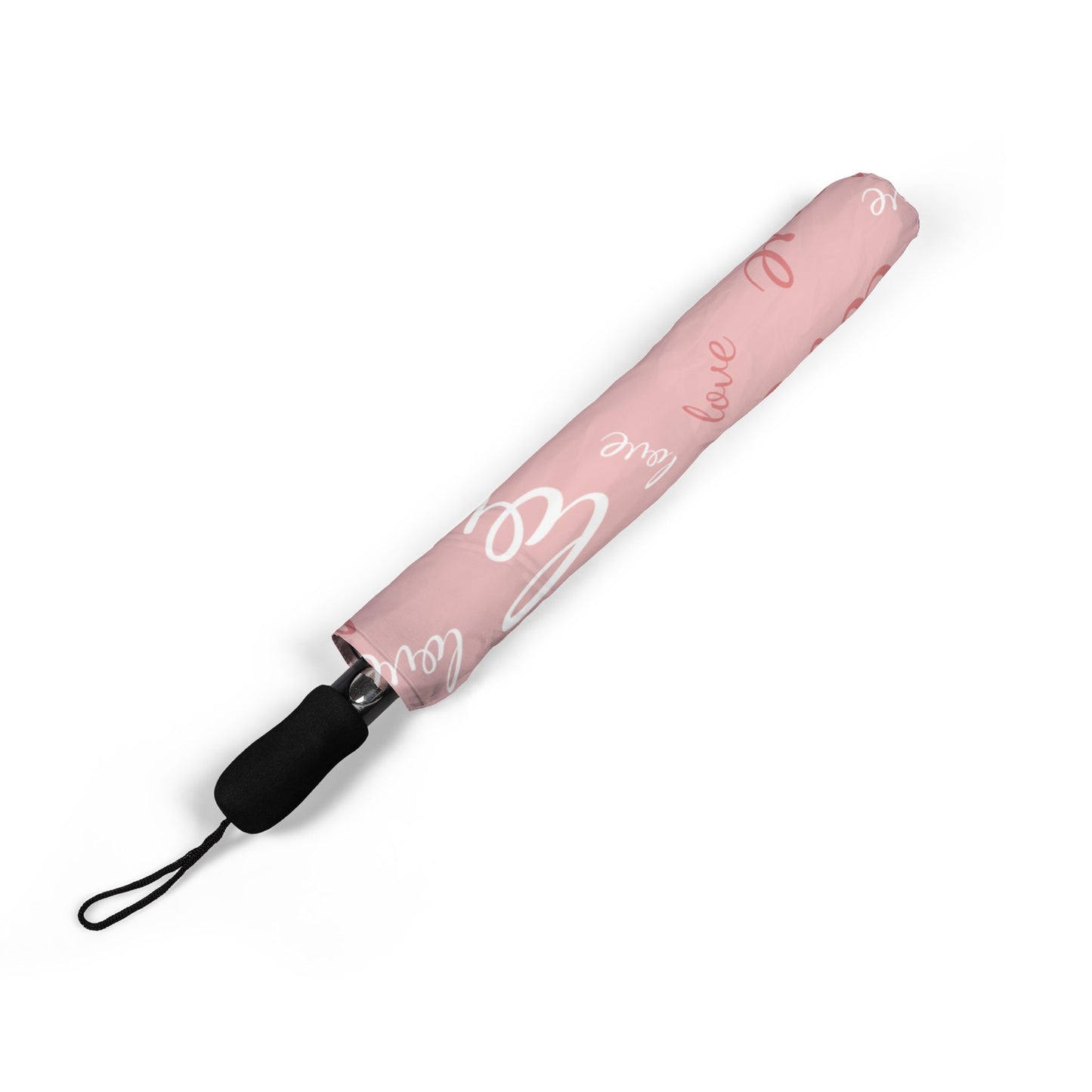 Pink Love Script Umbrella - Windproof Compact | Romantic Gift