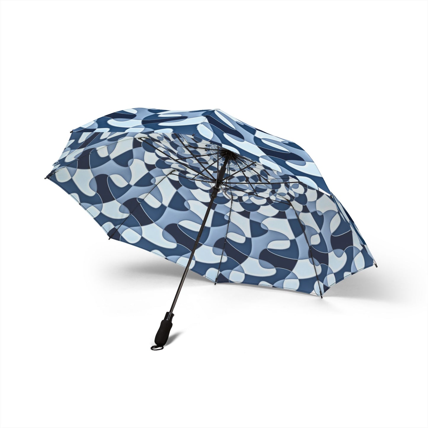 Blue Kaleidoscope Umbrella - Windproof Compact | Marine Design Gift