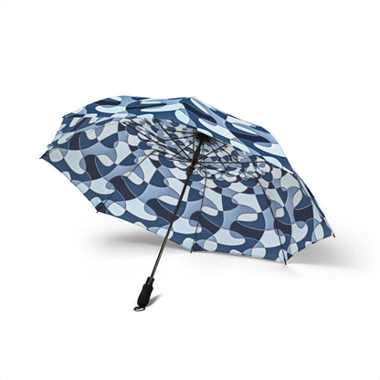 Blue Kaleidoscope Umbrella - Windproof Compact | Marine Design Gift