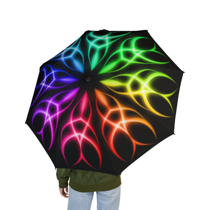 Neon Rainbow Flame Umbrella - Colorful Compact | Festival