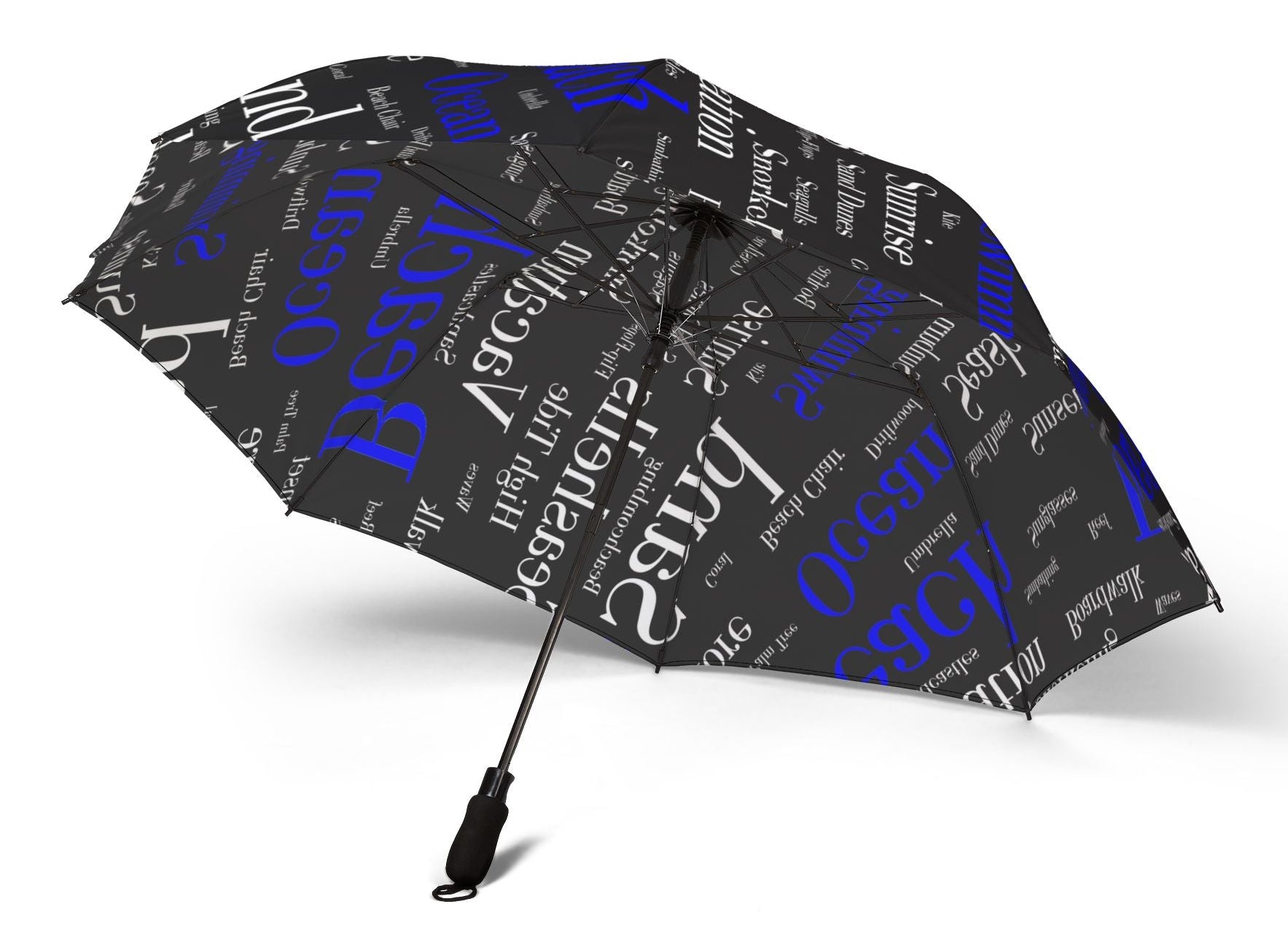 Umbrella with text pattern on a white background