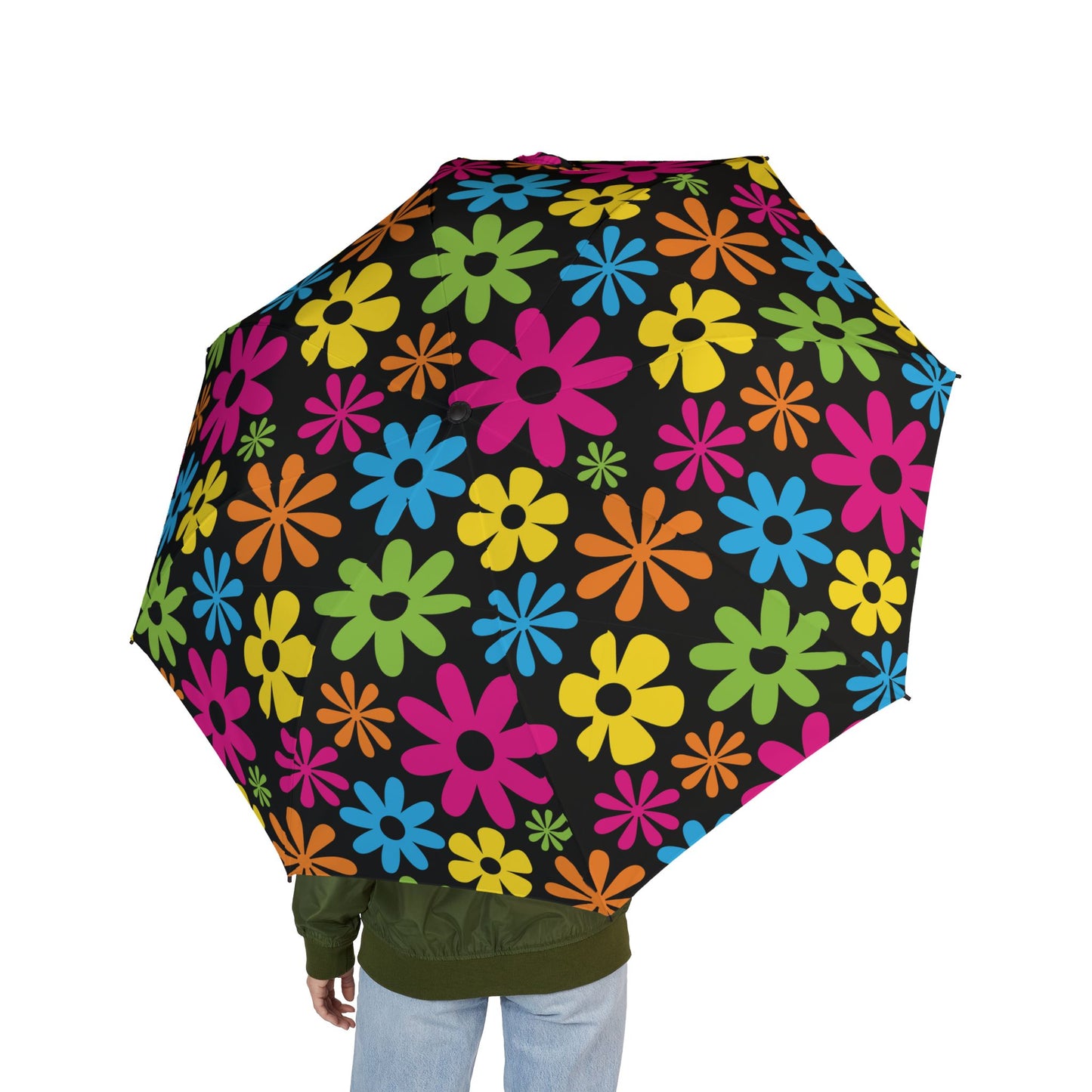 Groovy Flowers Umbrella - Lightweight Portable | Retro Floral Gift