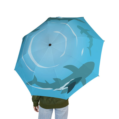 Swimming Sharks Umbrella - Windproof Compact | Ocean Adventure Gift