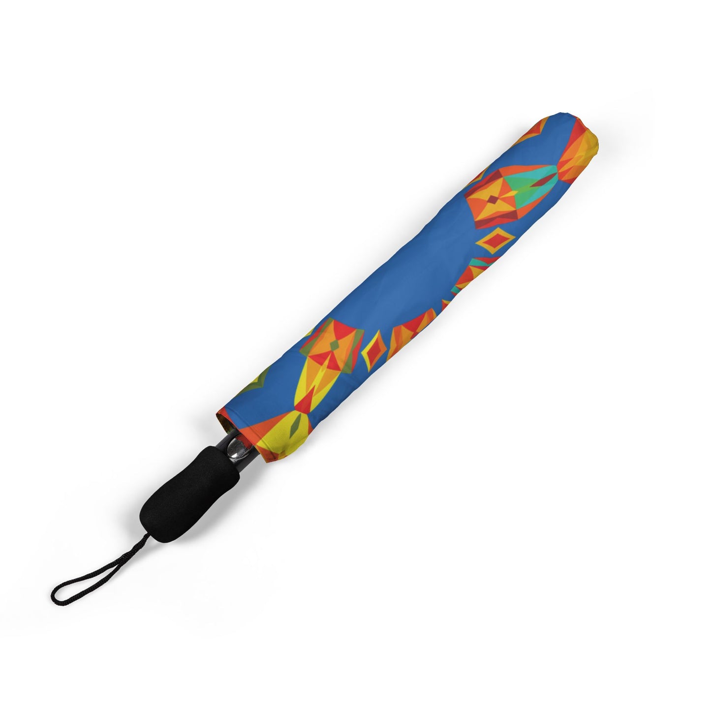 Blue Kaleidoscope Mandala Umbrella - Windproof Foldable | Vibrant Gift