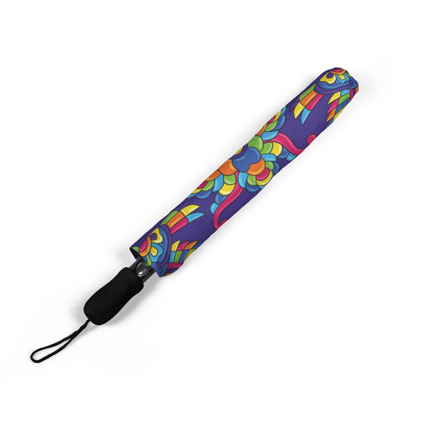 Neon Birds Swirl Umbrella - Windproof Compact | Nature Gift