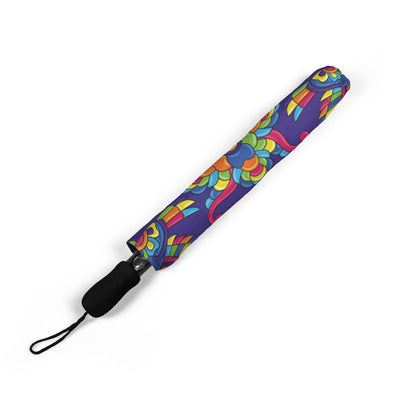 Neon Birds Swirl Umbrella - Windproof Compact | Nature Gift