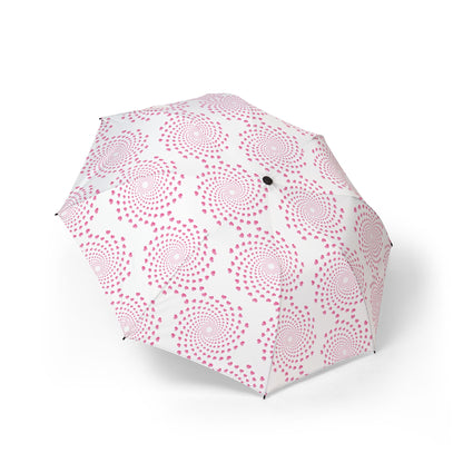 Pink Heart Swirl Umbrella - Romantic Foldable | Valentine