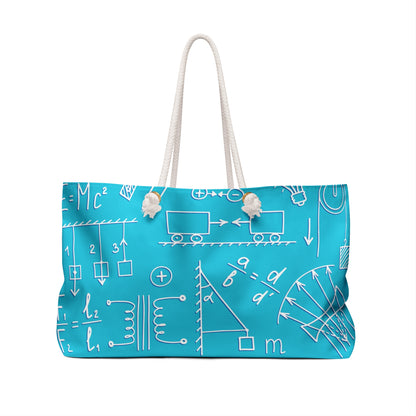 Physics Weekender Bag – Teal Blue Science Doodle Travel Tote