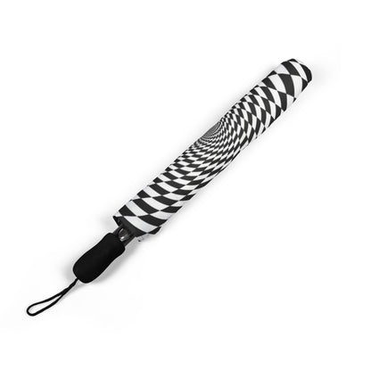 Hypnotic Spiral Black & White semi-Automatic Pattern Umbrella | S
