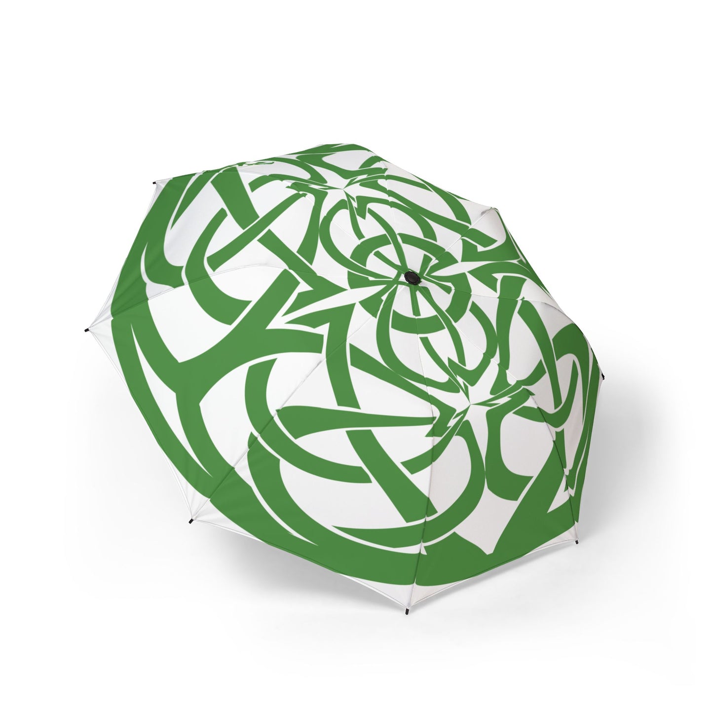 Green Celtic Swirls Umbrella - Windproof Travel | Irish Heritage Gift