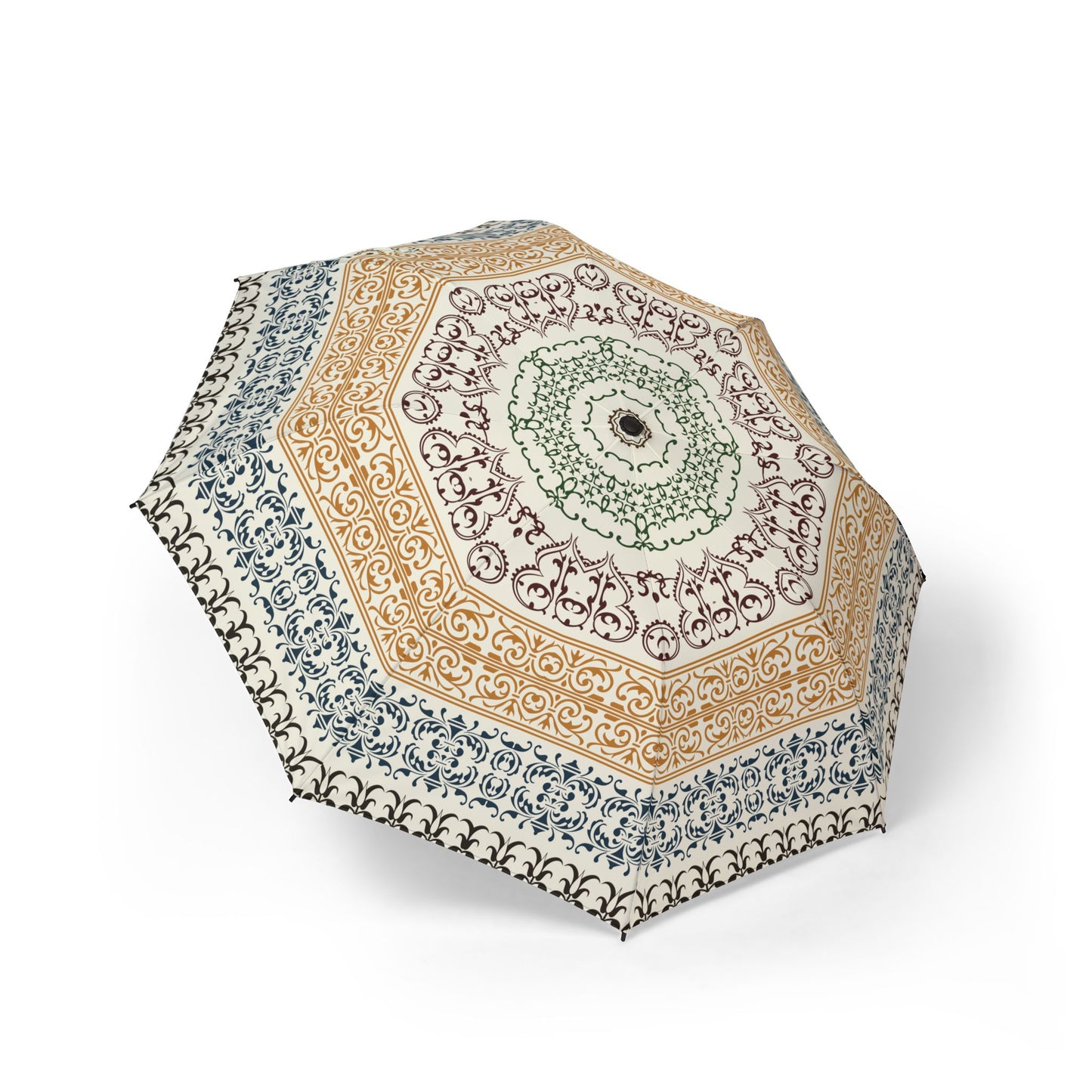 Blue Gold Mandala Umbrella - Windproof Foldable | Elegant Gift