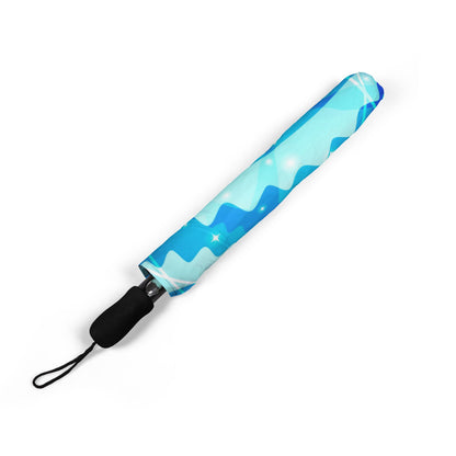 Zodiac Constellation Blue & Purple Pattern Windproof Travel Umbrella – Semi-Automatic Rain Umbrella