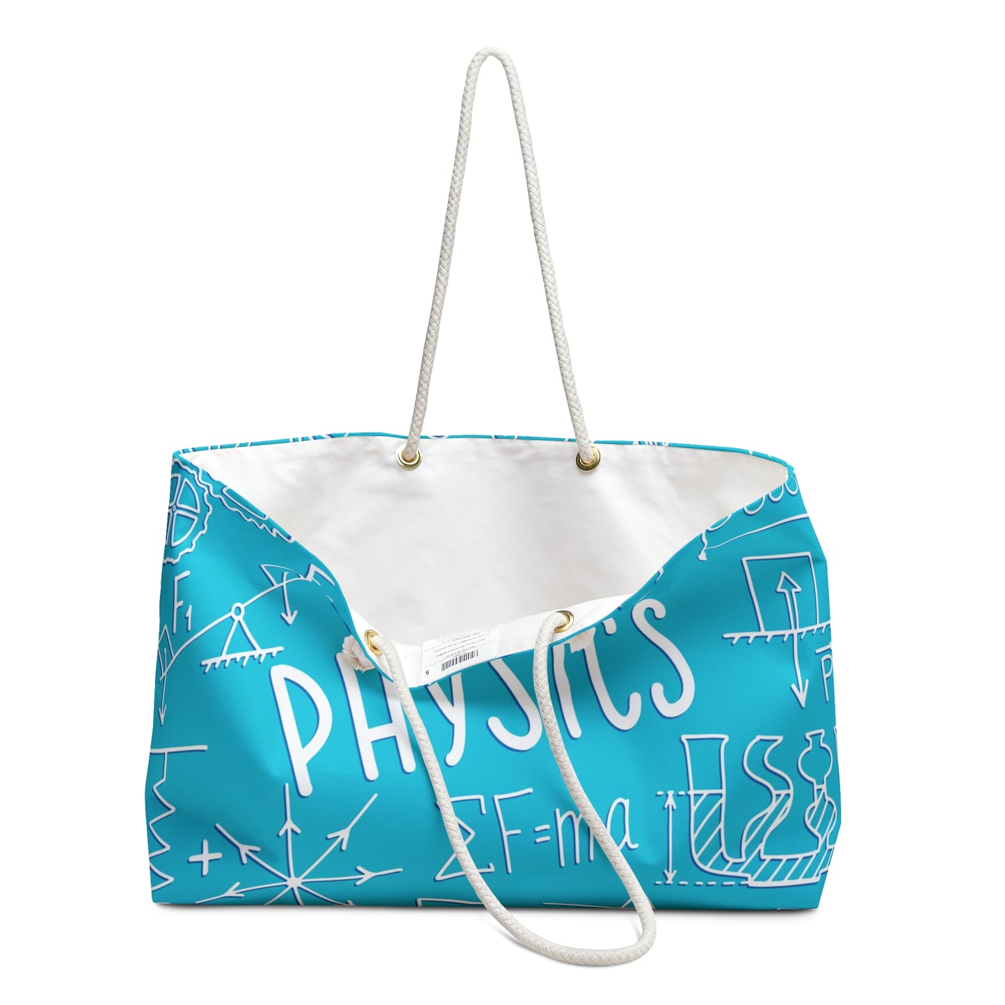 Physics Weekender Bag – Teal Blue Science Doodle Travel Tote