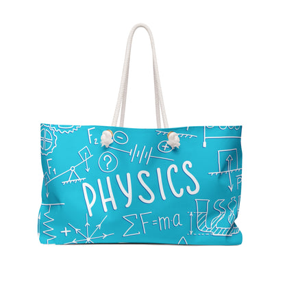 Physics Weekender Bag – Teal Blue Science Doodle Travel Tote