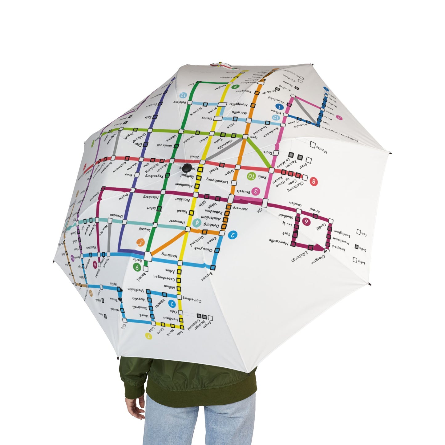 European Transit Map Umbrella - Windproof | Travel Gift