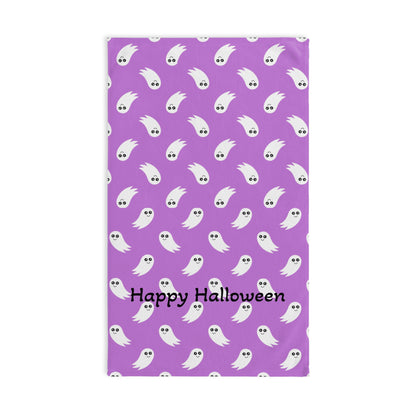 Purple Ghost Pattern Hand Towel - Cute Halloween Kitchen & Bathroom Accent