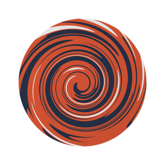 BRONCO Spiral Round Rug | Denver Navy Blue & Orange Team Colors