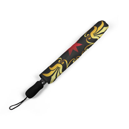 Royal Gold Swirl Umbrella - Windproof Compact | Artistic Gift