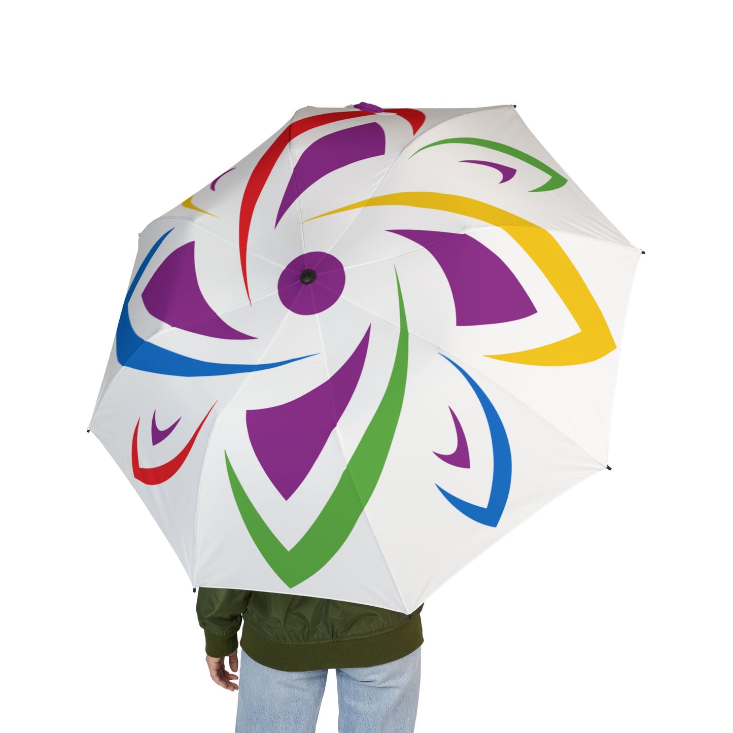 Purple Colorburst Swirl Pattern Umbrella | Semi-Automatic Travel