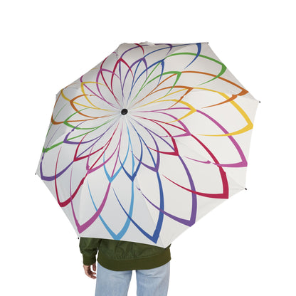 Rainbow Flower Petal Swirl Pattern Umbrella | Semi-Automatic Windproof