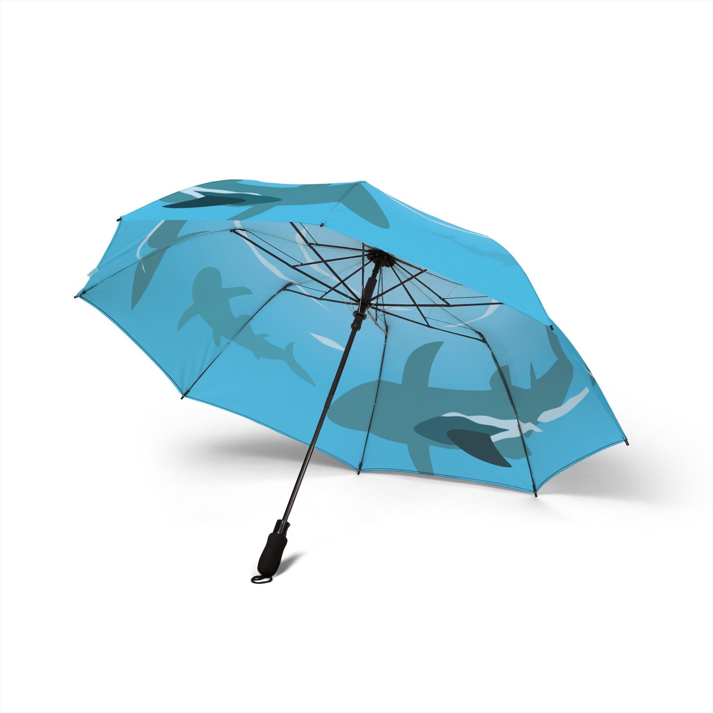 Swimming Sharks Umbrella - Windproof Compact | Ocean Adventure Gift